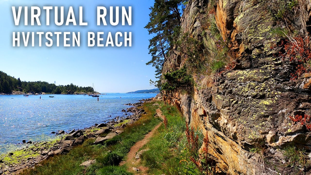 Virtual Run | Virtual Running Videos For Treadmill | Coast, Beach, Hvitsten, Oslofjord, Norway 4k