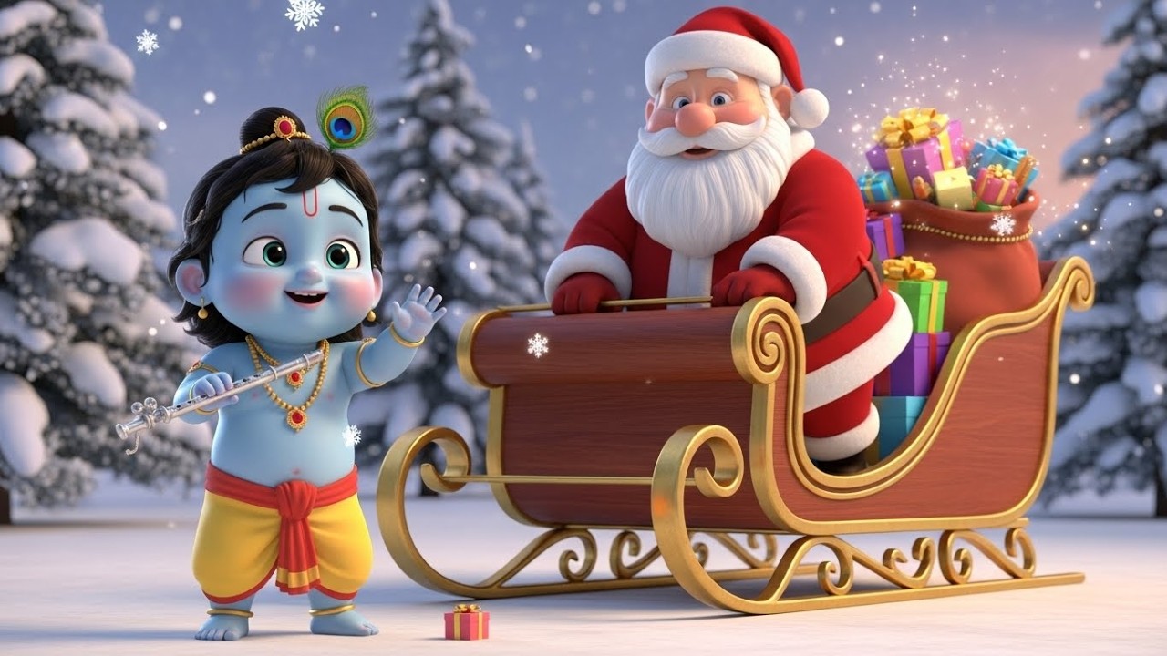 Krishna and Santa’s Joyful Journey! 💙🎄 | Magical Kids Adventure | Preschool Sing-Along & Festive Fun
