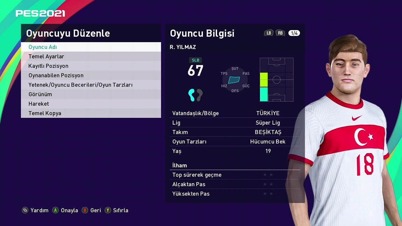 Pes 2021 Rıdvan Yılmaz Yüz Yapımı Face Build