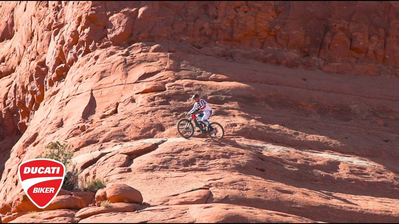First to ride the ​⁠@ducati TK-01 RR E-Mountain Bike on the White line in Sedona Arizona