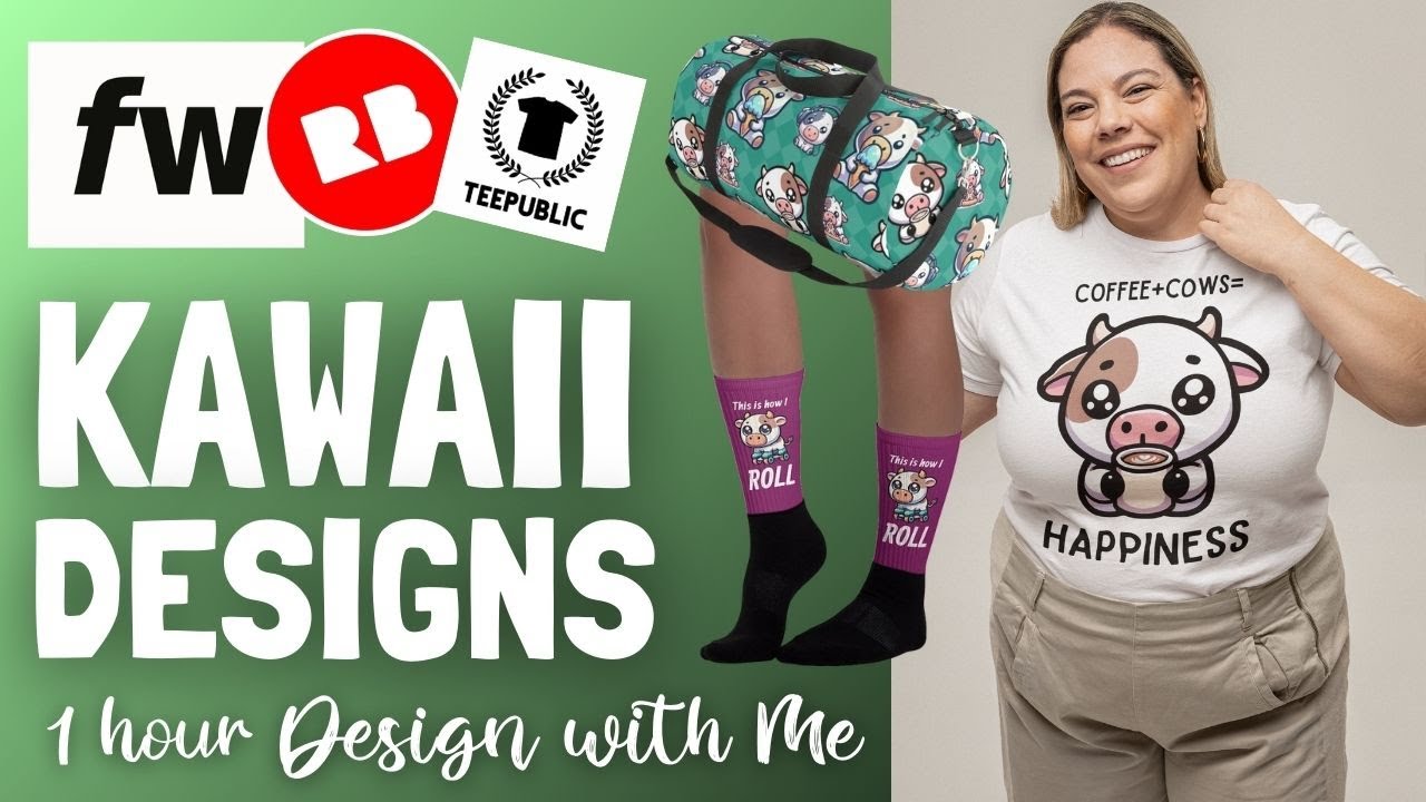 Print on Demand Kawaii Design Tutorial - Fourthwall Merch Shop, Teepublic & RedBubble