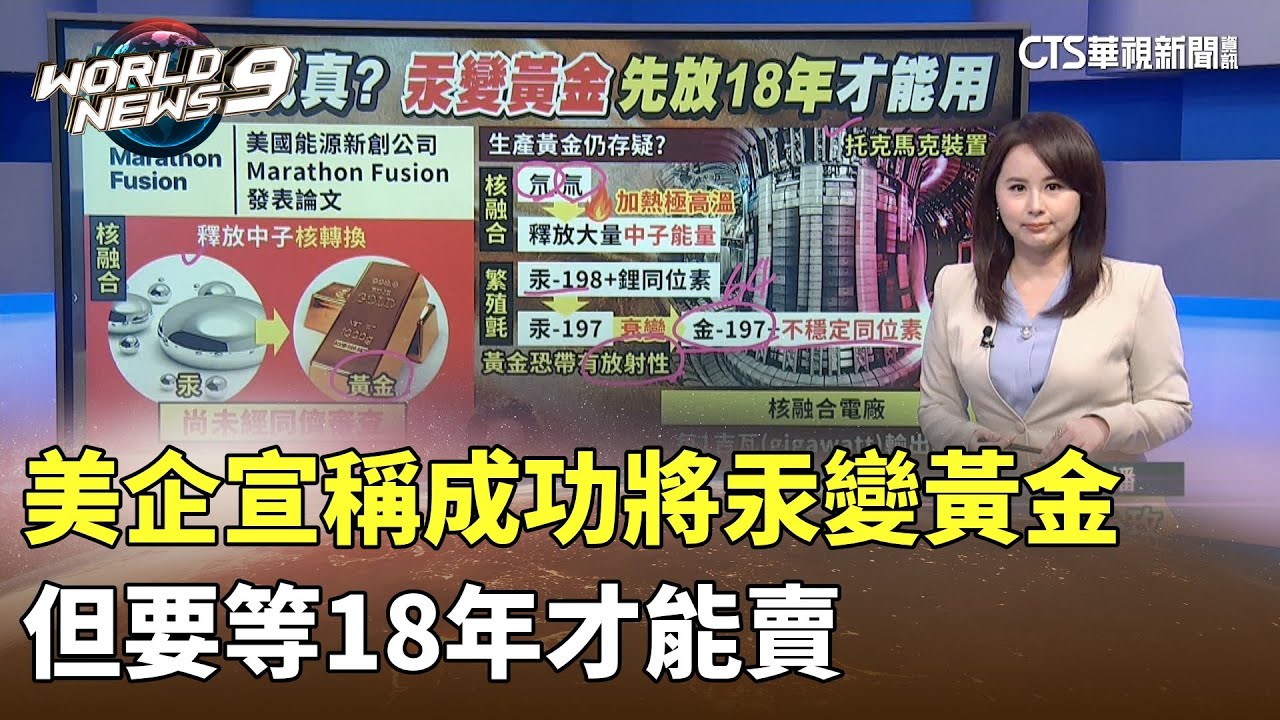 美企宣稱成功將汞變黃金 但要等18年才能賣｜華視新聞 20250723 @CtsTw