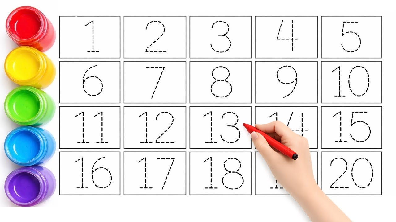 123 | trace numbers 1-20 | learn colors | writing practice for kids #123 #numbers #colors 