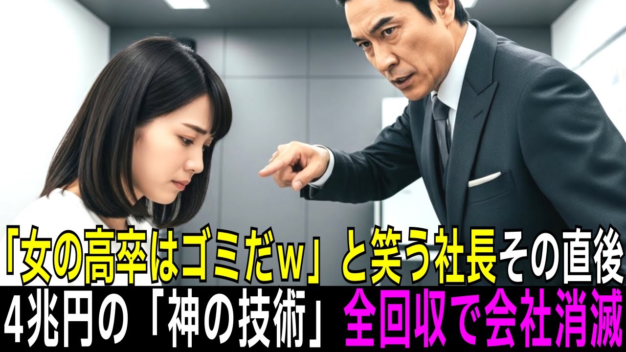 [感動][逆転]「女の高卒 雑用係はゴミだｗ」と嘲笑した新社長、解雇直後に「4兆円の神の技術」を全回収され世界中のライン停止→即日倒産へ【感動する話】【朗読】