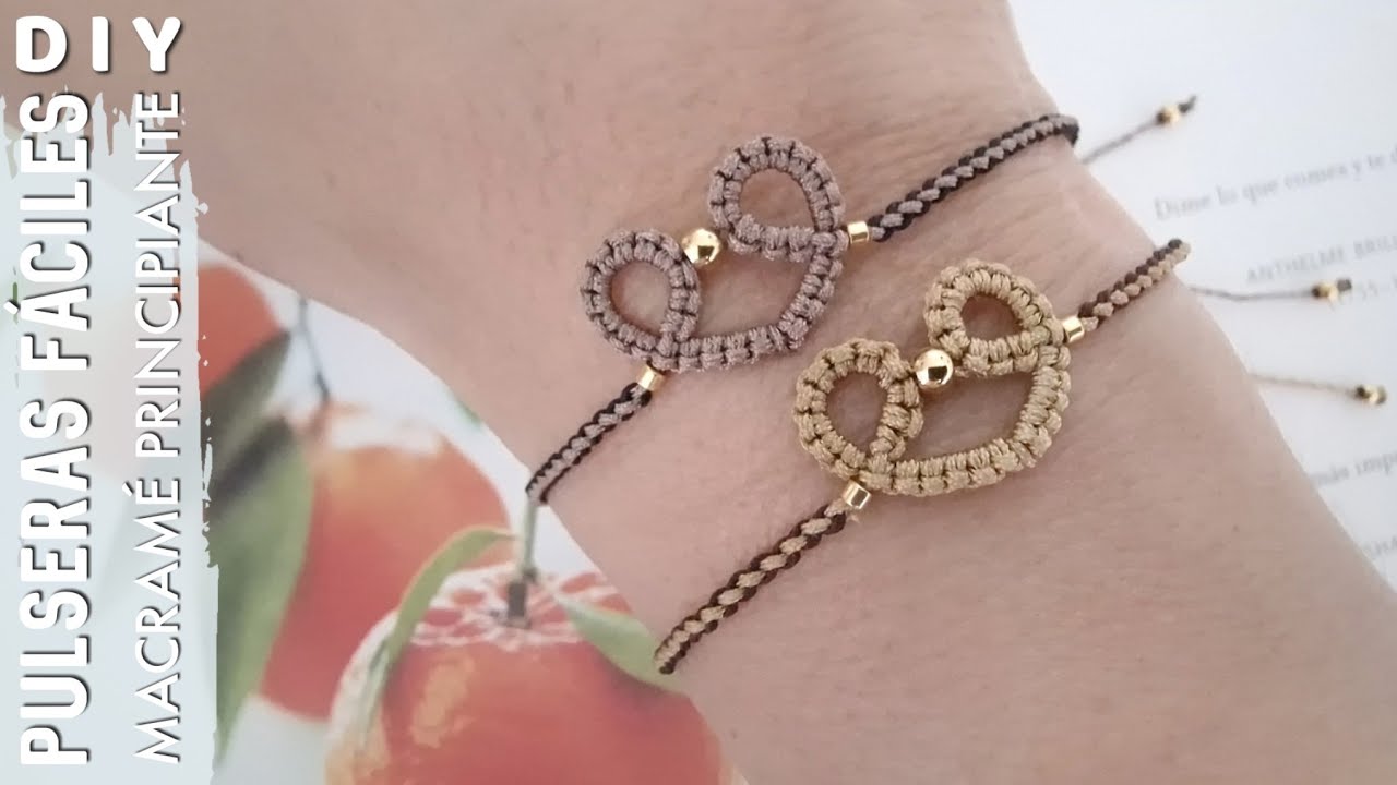 DIY PULSERA FÁCIL Y RÁPIDO EN MACRAMÉ CON CORAZÓN | PULSERAS EN MACRAMÉ PARA PRINCIPIANTES