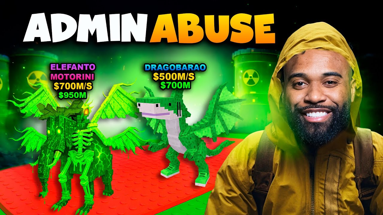 PEGUEI OS NOVOS BRAINROT RADIOATIVOS NO ADMIN ABUSE DO ROUBE UM BRAINROT