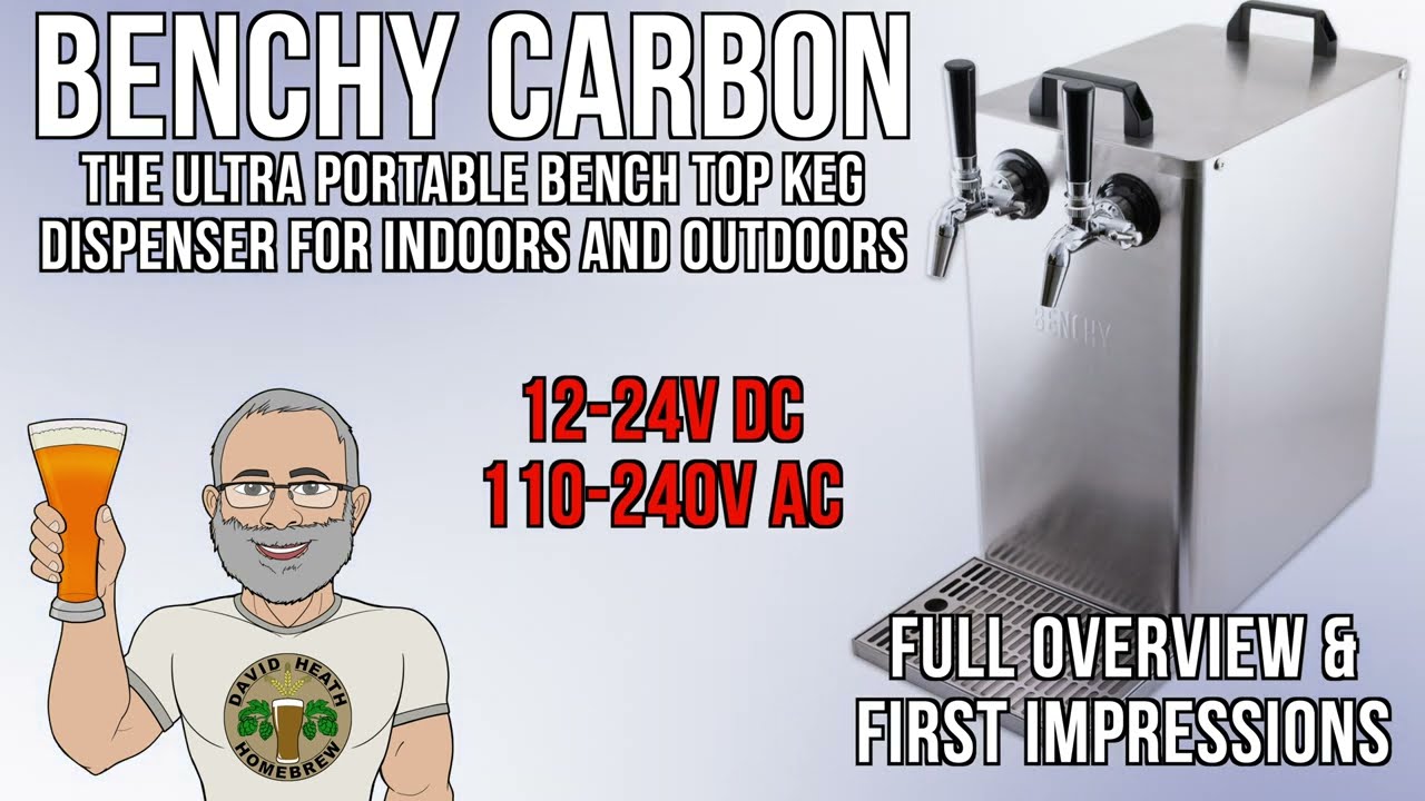Benchy Carbon Ultra Portable Bench Top Keg Dispenser 12-24v DC 110 -240v AC