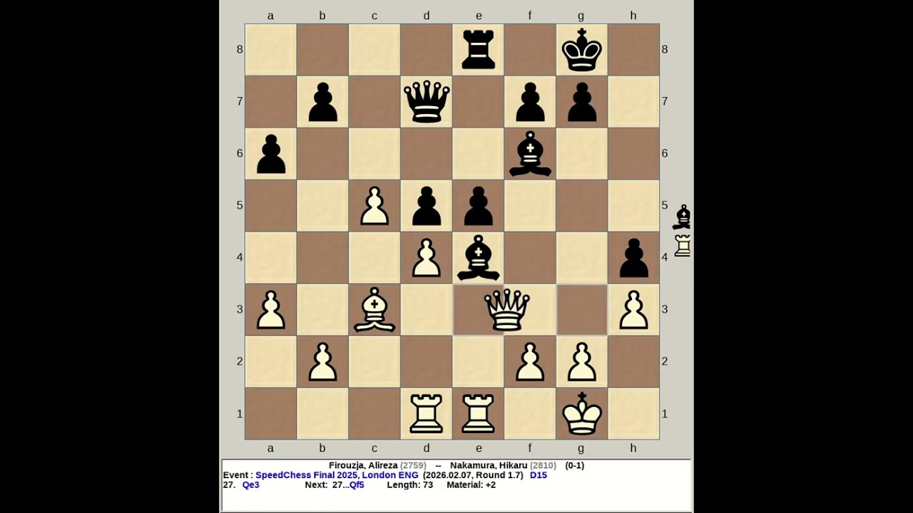 Firouzja, Alireza vs Nakamura, Hikaru | SpeedChess Final 2025, London England R1 7
