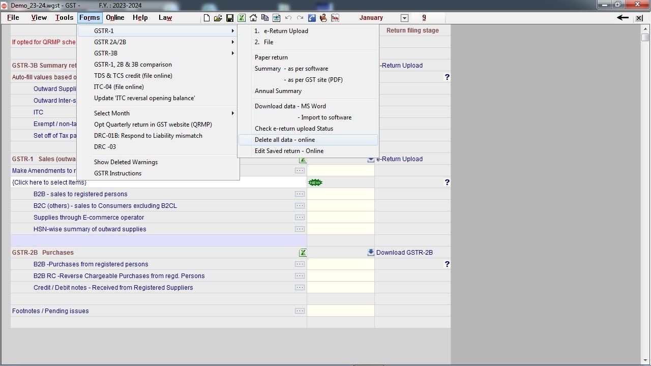 Reset GSTR-1/ IFF Data | Winman GST