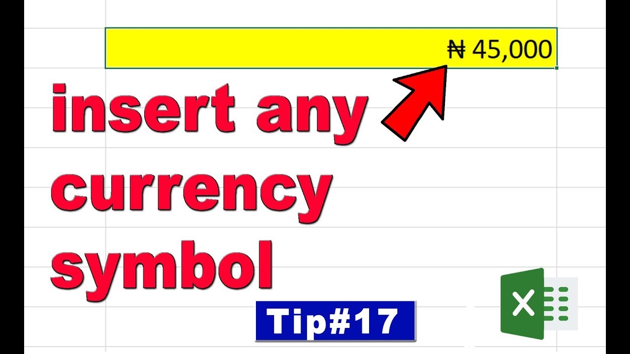 insert any currency symbol in excel  - BasicTip#17