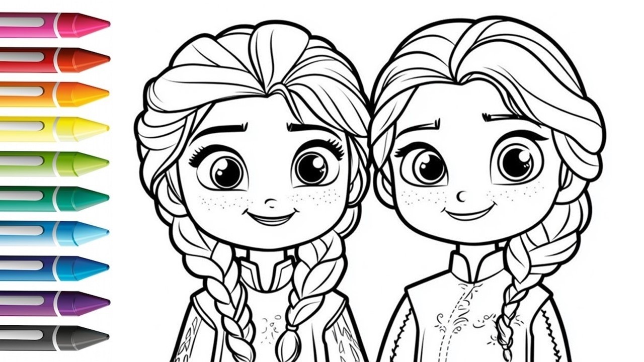 How To Draw Anna And Elsa Drawing, Panting And Coloring For Kids And Toddlers | Let's Draw Together
