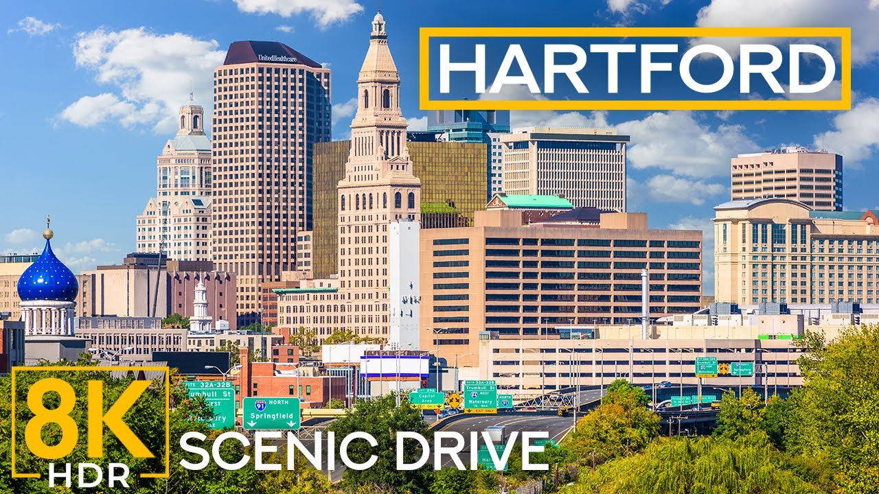 8K Driving Tour in Hartford, Connecticut - Exploring Cities of New England by Car