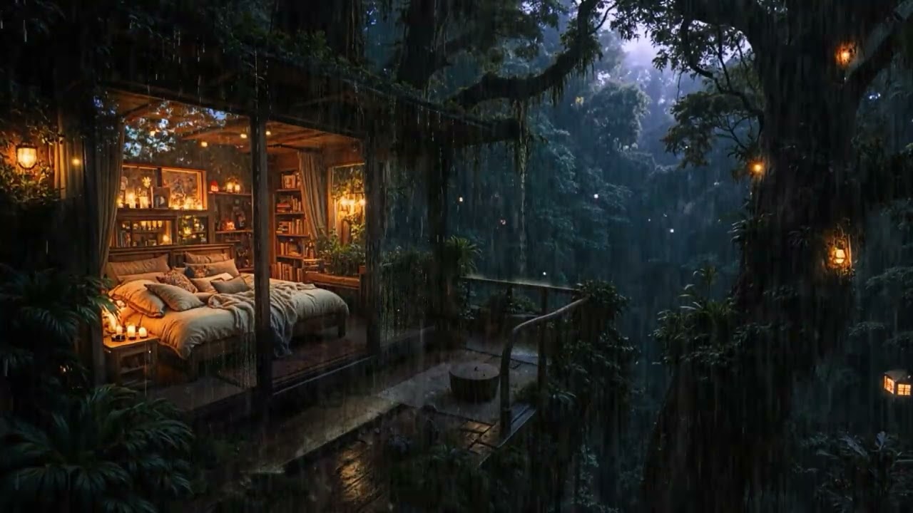 Peaceful Midnight Rainstorm in the Woods 🌧️🌲 | Deep Sleep Atmosphere (No Ads)