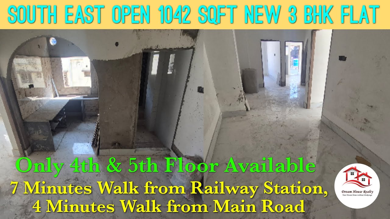 South, East & Road Facing 1042 Sqft New 3 Bhk Ready to Move Flat Near Railway Station 
