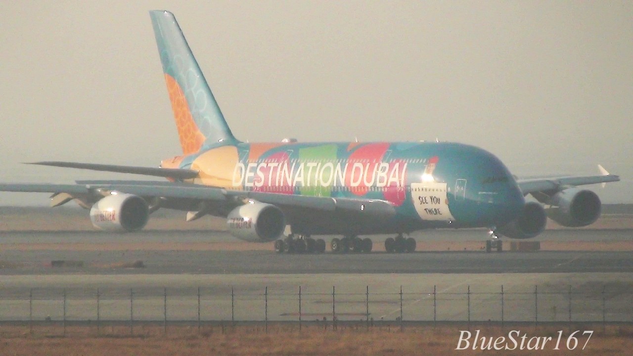 Emirates Airlines Airbus A380-800 (A6-EEW) landing at KIX/RJBB (Osaka - Kansai) RWY 06L