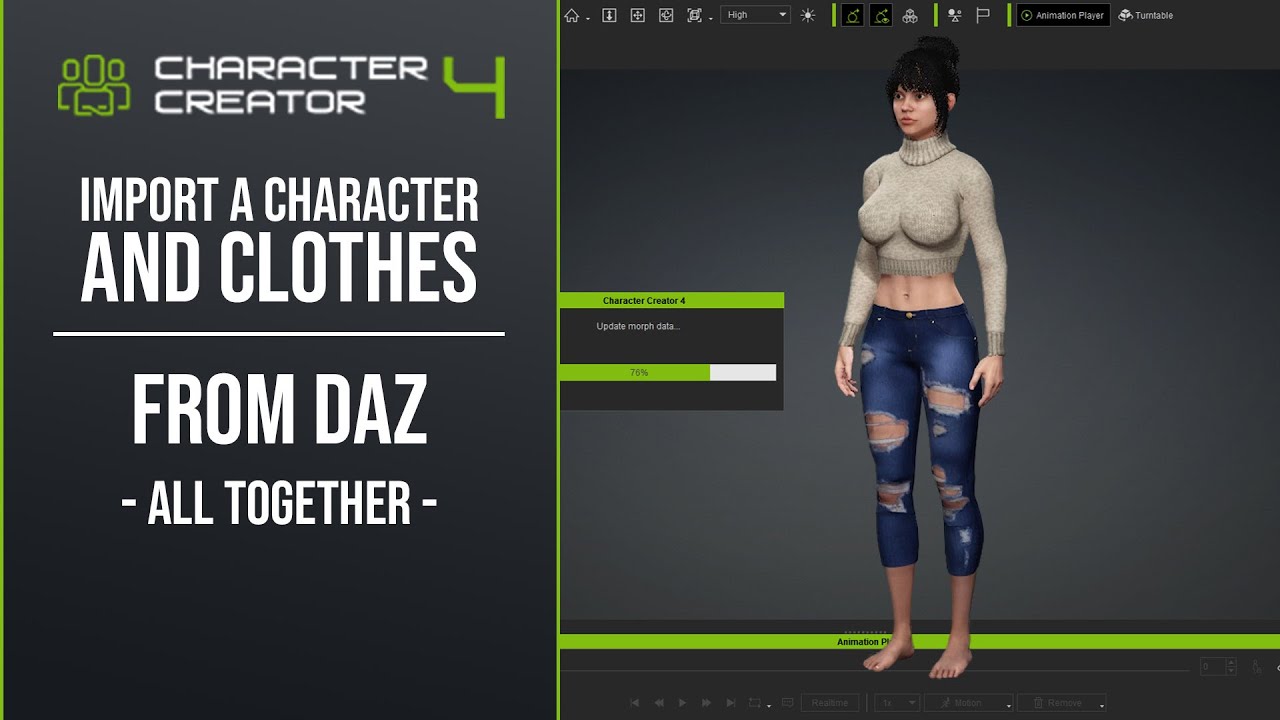 [Character Creator 4] The correct way to import Character, with clothing and hair from Daz Studio.