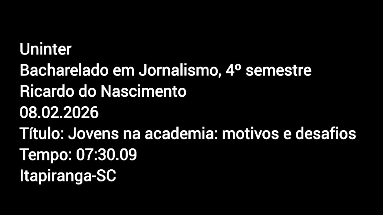 Jovens na academia: motivos e desafios - PL VIDEODOCUMENTÁRIO