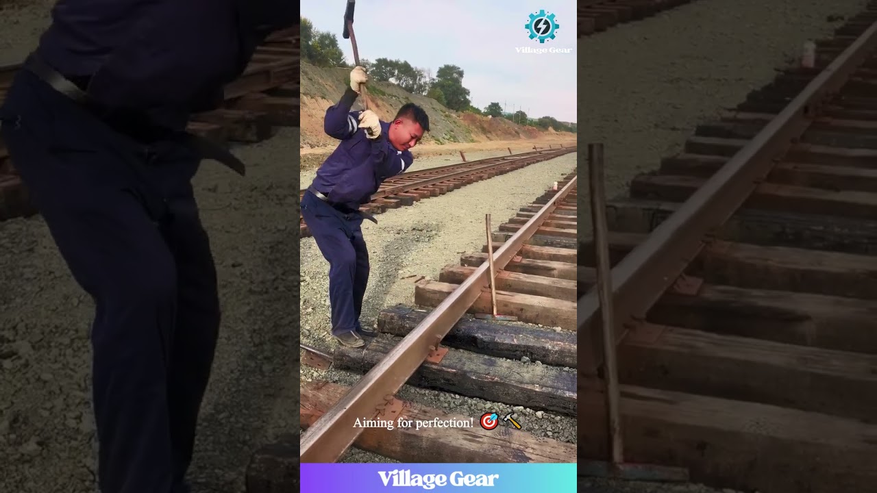 Forget High-Tech Machines?! 🤔 Watch This Railway Hero Secure Heavy Tracks With PURE Human Power!