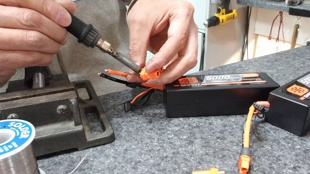 Change battery connectors from IC3 to IC5,  soldering battery connectors