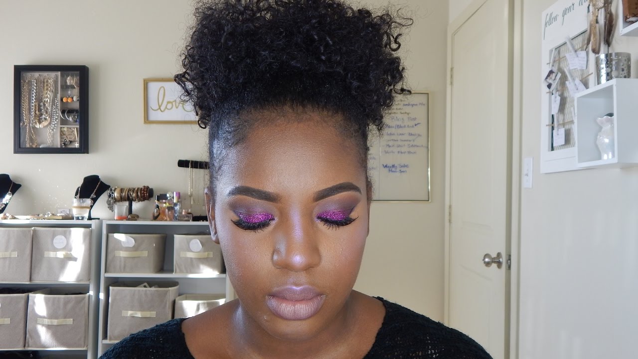 GET GLAM WITH ME | IVIVIIV COSMETICS REVIEW | PURPLE GLITTER