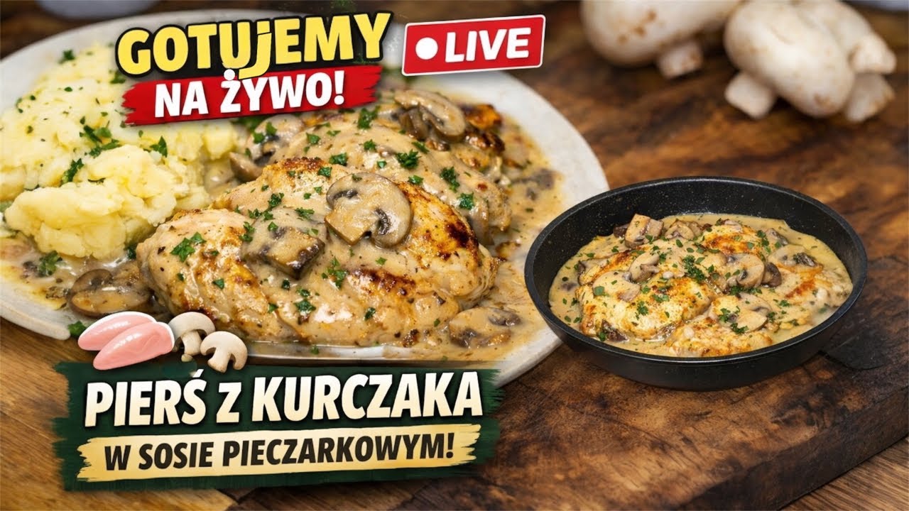 LIVE: Gotuję z Wami! Pierś z kurczaka w sosie pieczarkowym 🍗🍄