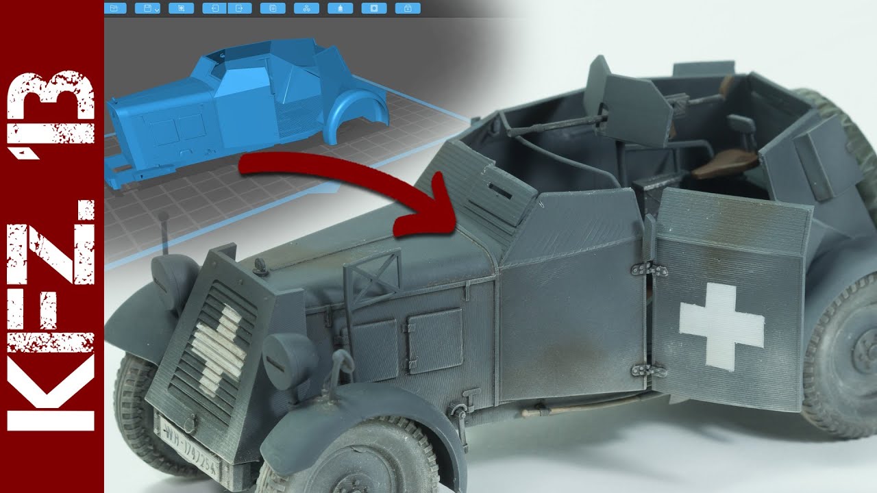 German Kfz.13 Scout Car - 3D printing, painting, and weathering (1/35 scale model)