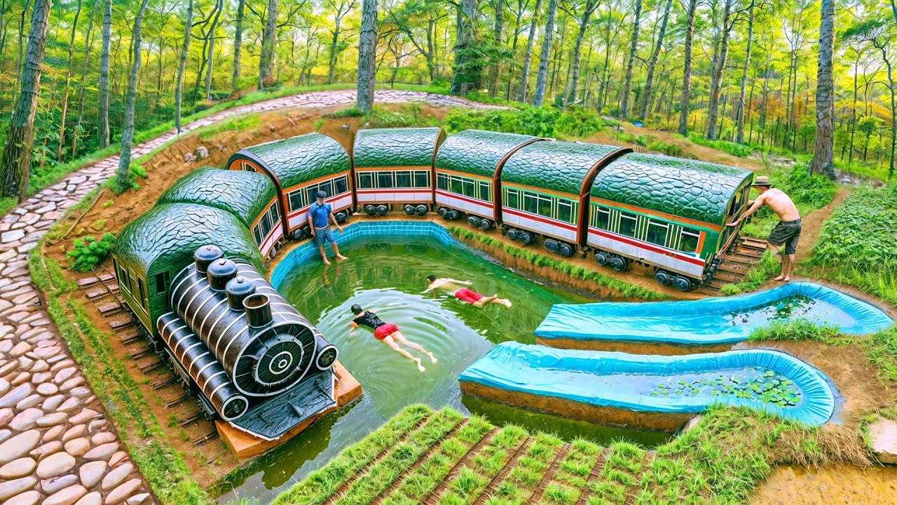 My Summer Holiday 125 Days Building 1M Dollars Water Slide Park into Underground Swimming Pool House