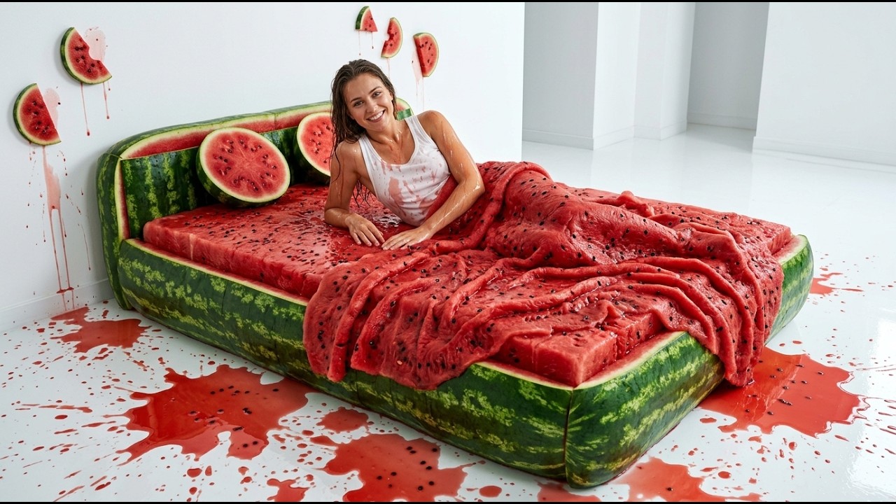 ¿En qué cama de sandía dormirías? 🍉🛌 | ASMR Visual y Satisfactorio