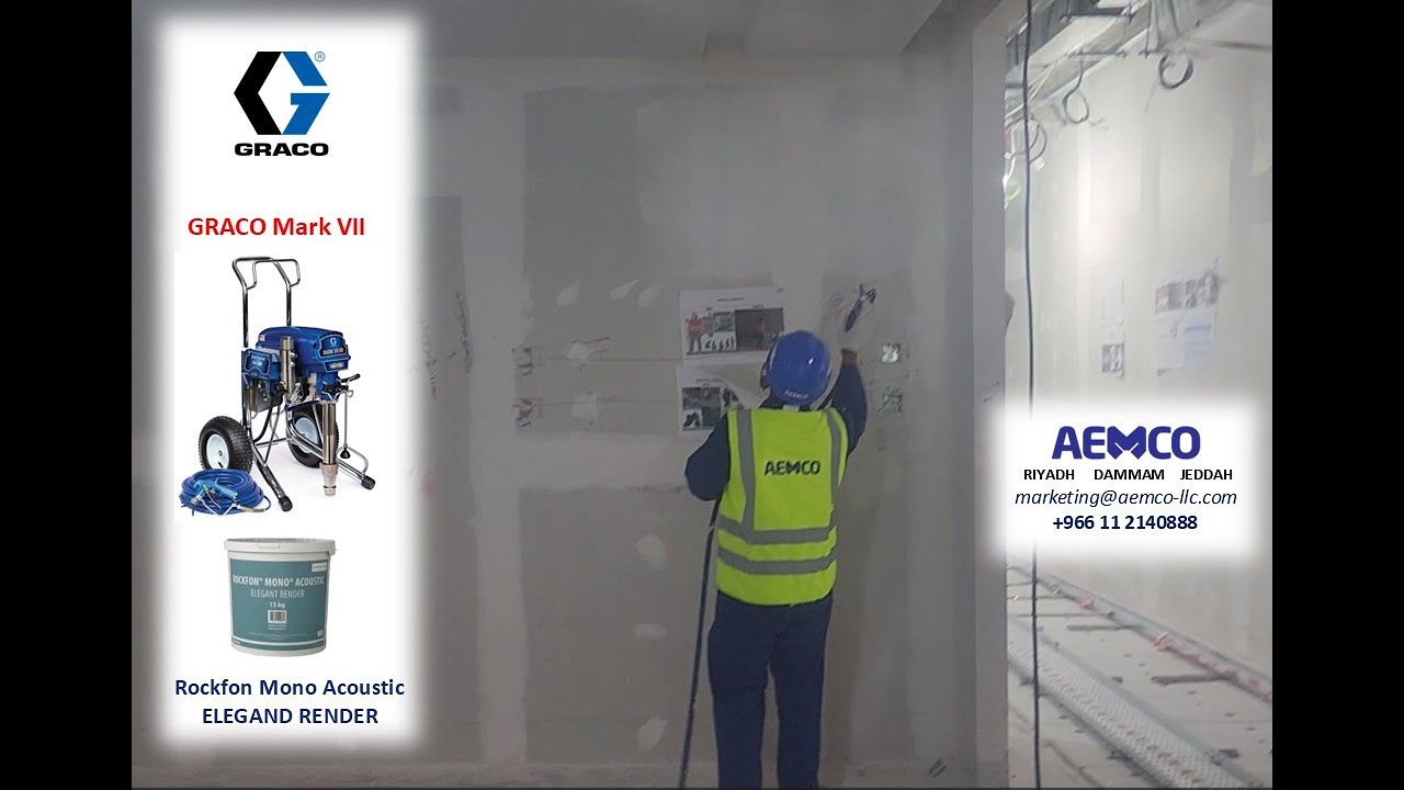 GRACO Mark VII spraying Rockfon Mono Acoustic ELEGAND RENDER   #aemco #gracopaintsprayers