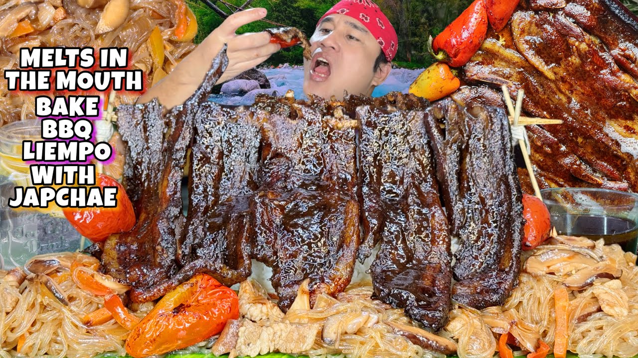 Melts in The Mouth Bake Bbq Pork Liempo with Japchae Mukbang 2026 Pinoy Mukbang