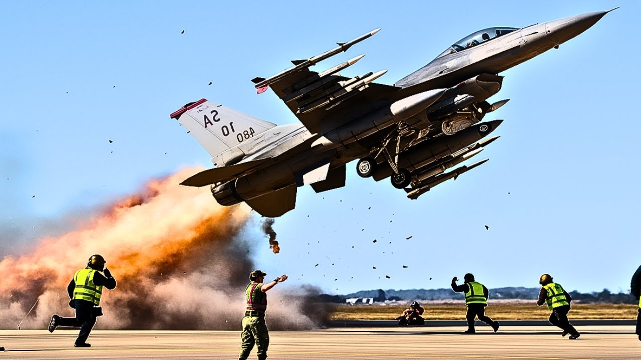 Una Mujer Piloto Despega a Toda Velocidad en un F-16 tras una Grave Emergencia