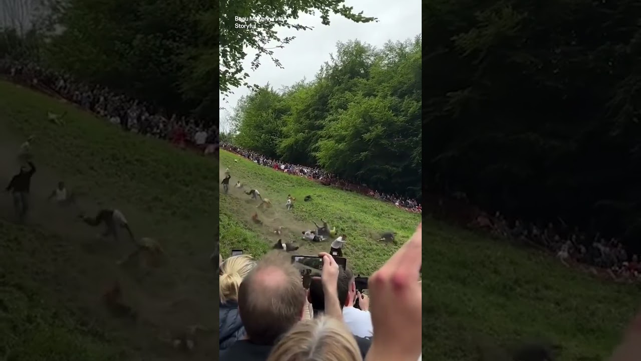Racers barrel downhill in wild cheese-rolling contest