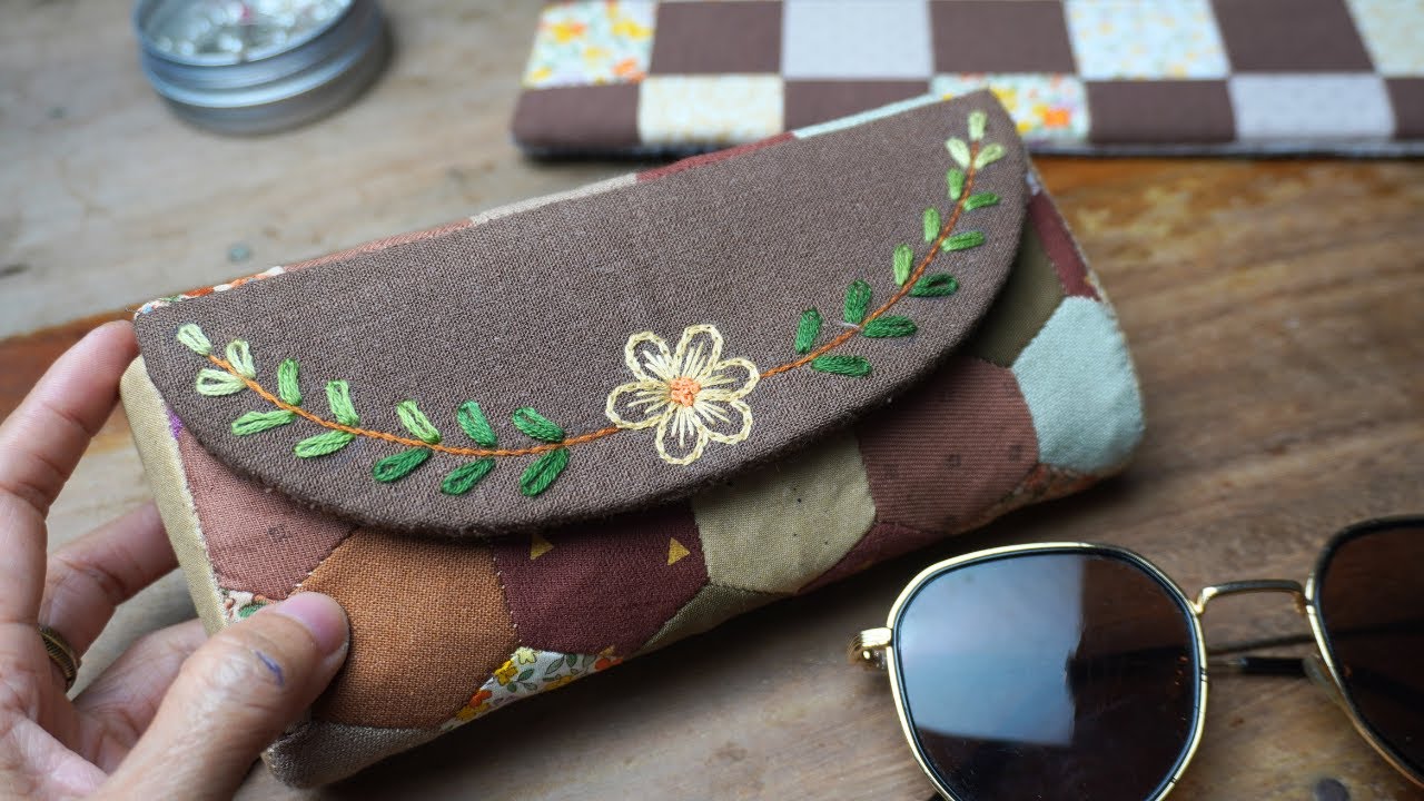 DIY Fabric Scrap Glasses Case | Hexagon Shape & Easy Hand Embroidery