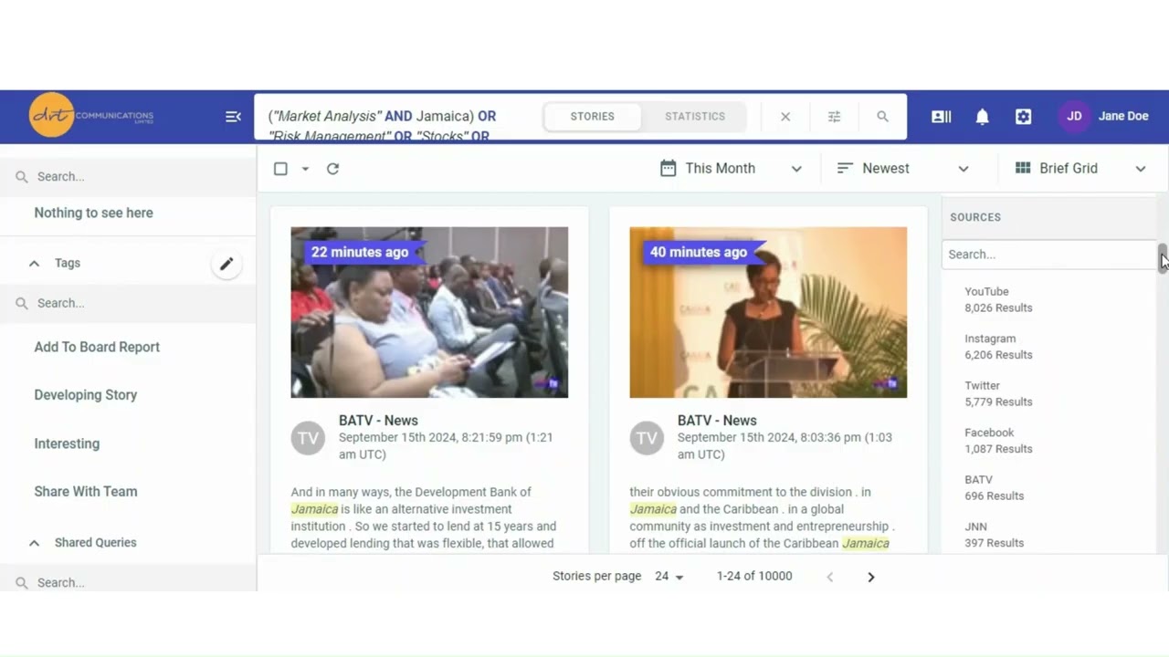DRT Media Monitoring Portal Demonstration: Filters