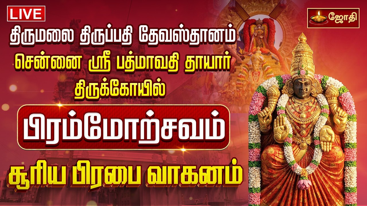 🔴LIVE: திருமலை திருப்பதி தேவஸ்தானம் சென்னை ஸ்ரீ பத்மாவதி தாயார் கோயில் பிரம்மோற்சவம் சூரிய பிரபை
