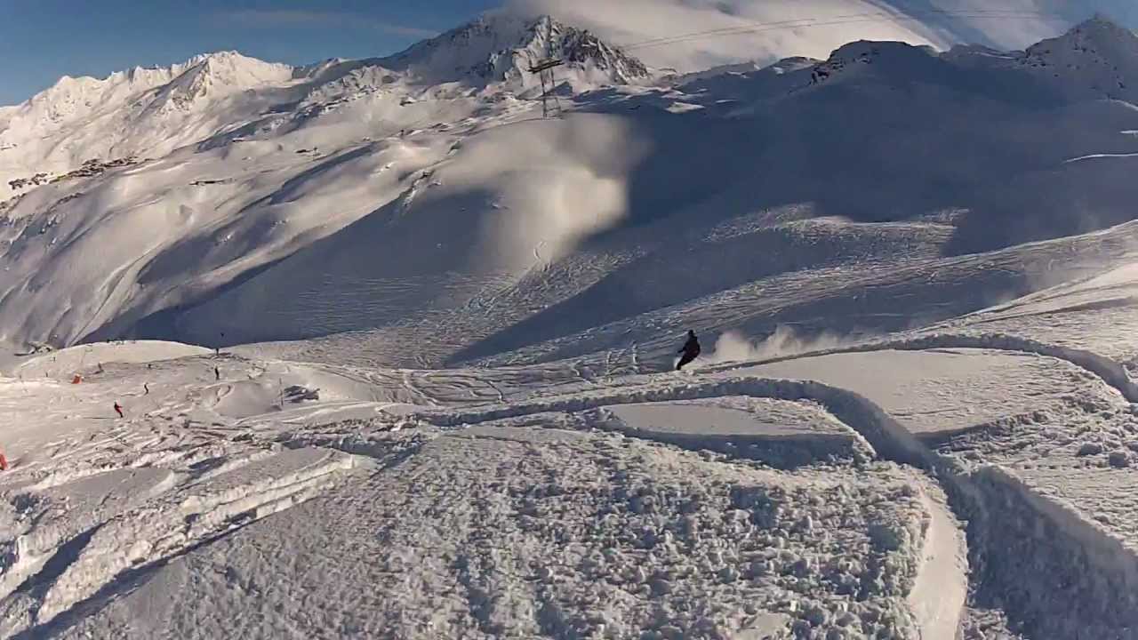 hors pistes cime Caron Val Thorens,3 vallées ski 22 janvier 2013,Thomas et moi,vue avant
