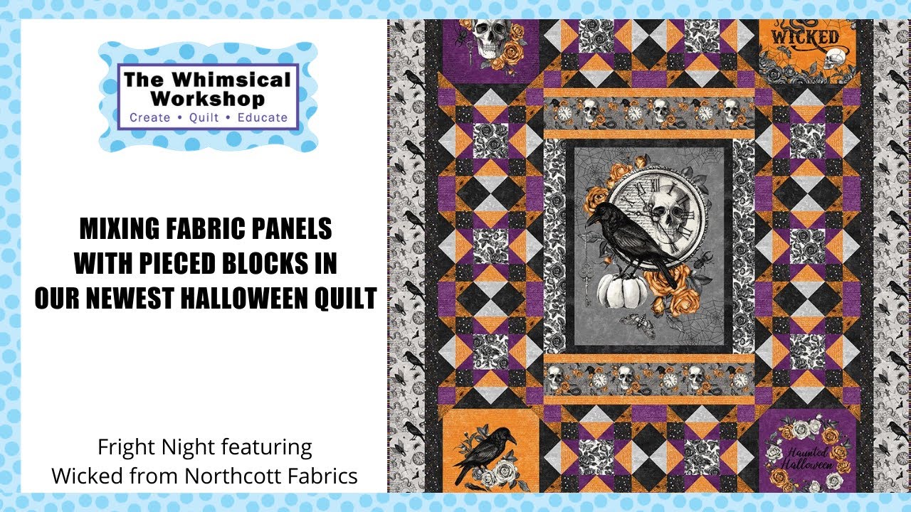 Mixing Fabric Panels with Pieced Blocks in Our Newest Halloween Quilt | Fright Night