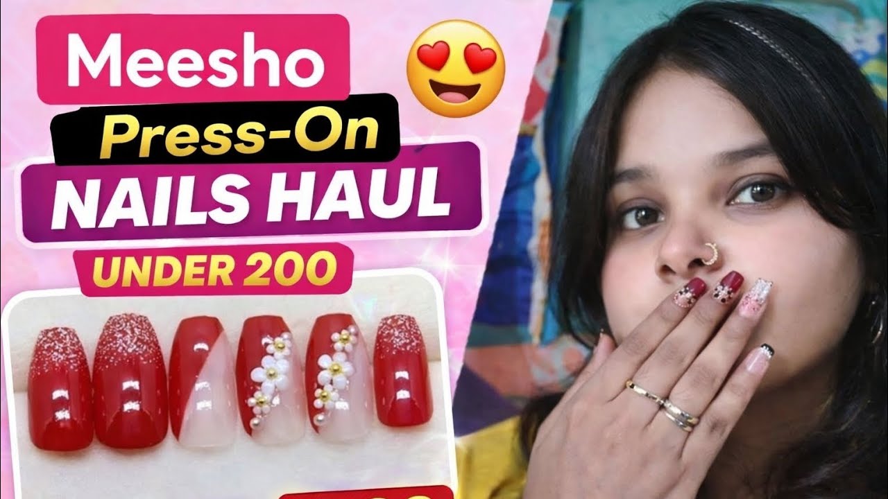 Cute Aesthetic Press On Nails From Meesho 😍 Under ₹200 Only/-