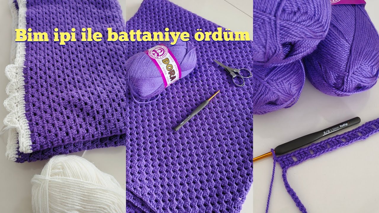 Bim ipi ile battaniye &ouml;rd&uuml;m. &Ouml;ren bayan dora Tığ işi kolay &Ouml;rg&uuml; #&ouml;rg&uuml;modelleri #crochet