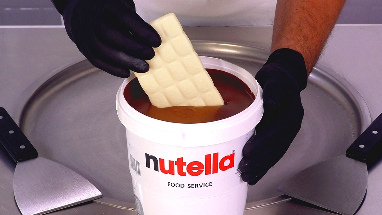 Nutella & White Chocolate &mdash; Ice Cream Rolls | Satisfying Visual ASMR