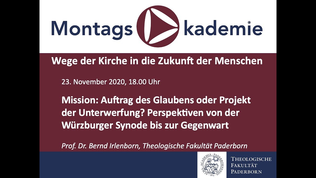 Montagsakademie (23.11.2020) | Wege der Kirche in die Zukunft der Menschen | Bernd Irlenborn