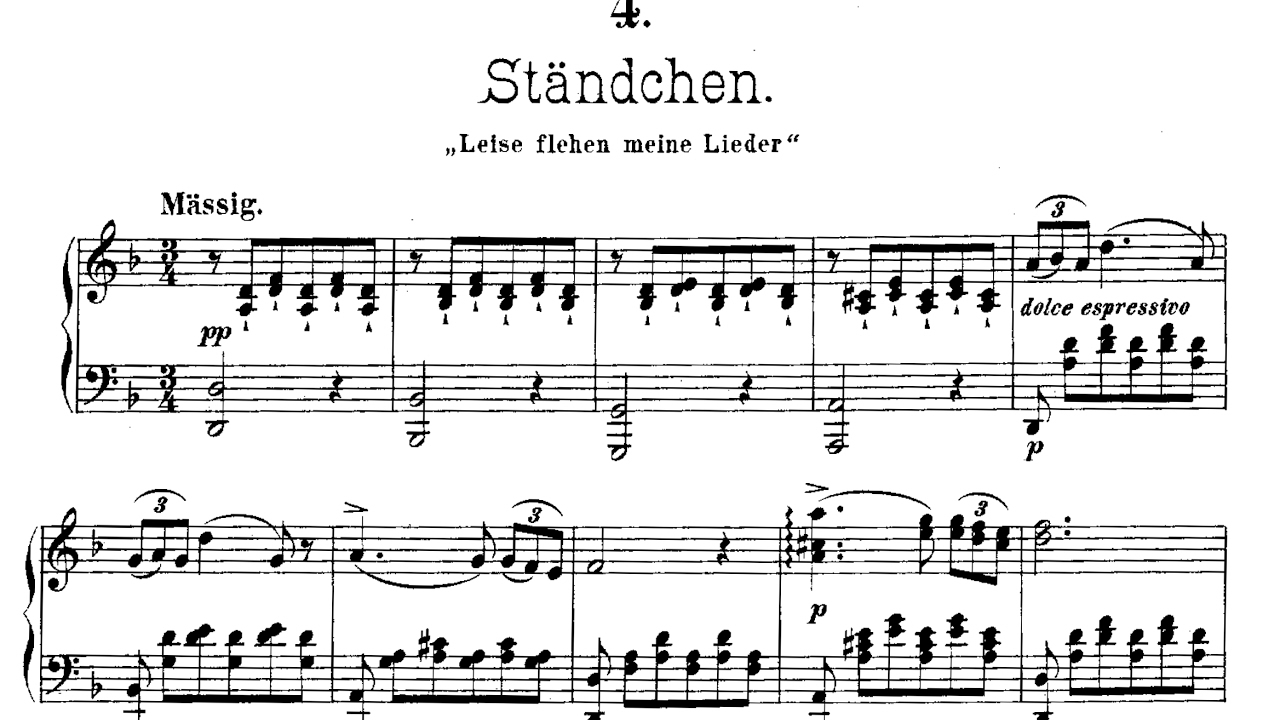 Schubert - Ständchen (Serenade), piano solo version - with score