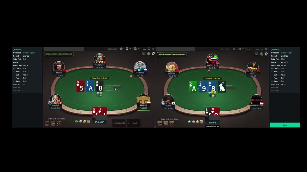 Demo RTA Poker App - Real time assistant for Poker Rush and Cash Natural 8, GG