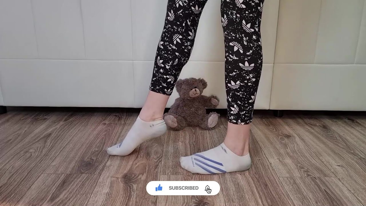 Trample teddy bear with my 2 weeks used smelly white Adidas ankle socks 
