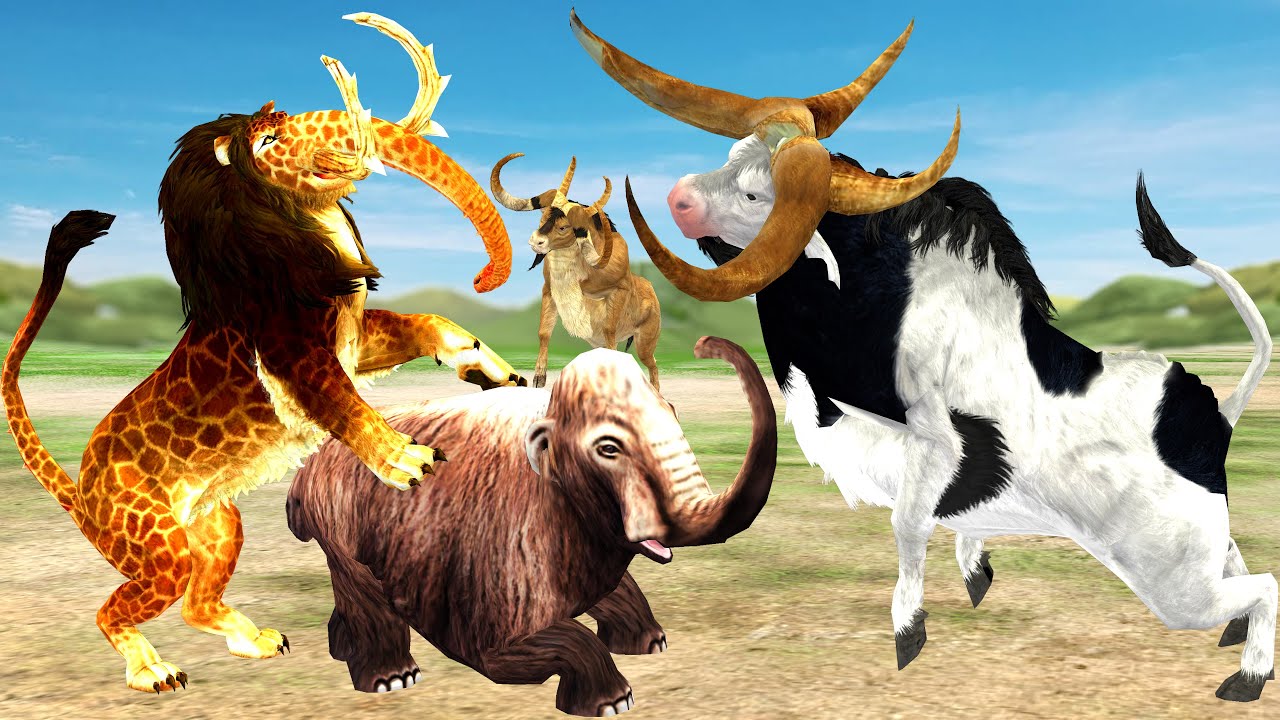 Lion Mammoth Vs Giant Bulls | Wild Buffalos Helps Baby Mammoth from Zombie Mammoth Lion Attack