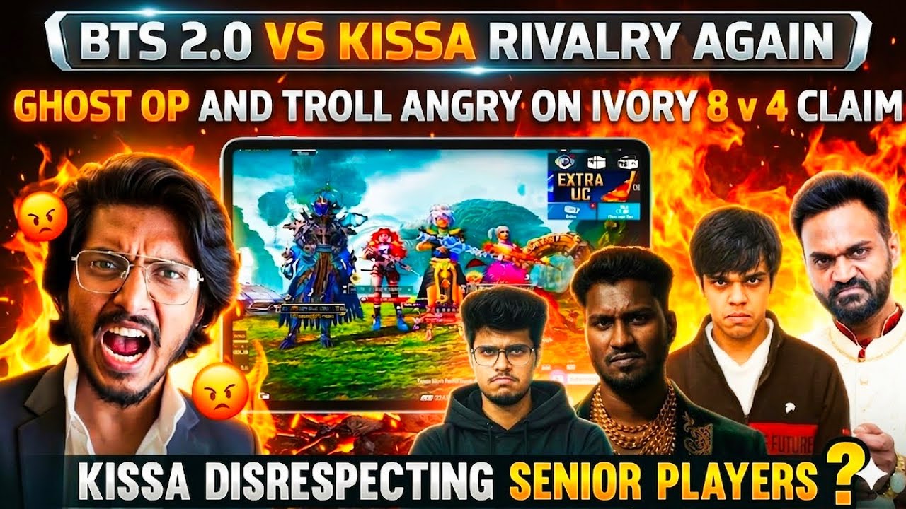 BTS 2.0 VS KISSA RIVALRY AGAIN 😡 GHOST TROLL ANGRY ON IVORY ? #madan #madanop #bgmi 