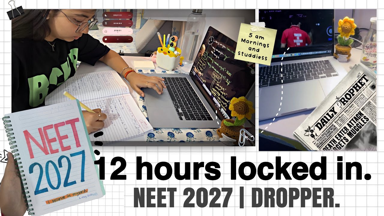 Pov: you lock in again for 12 HOUUUURSSS⁉️ NEET 2027 STUDY VLOG☘️ drop year hai ji😔 (02/30)