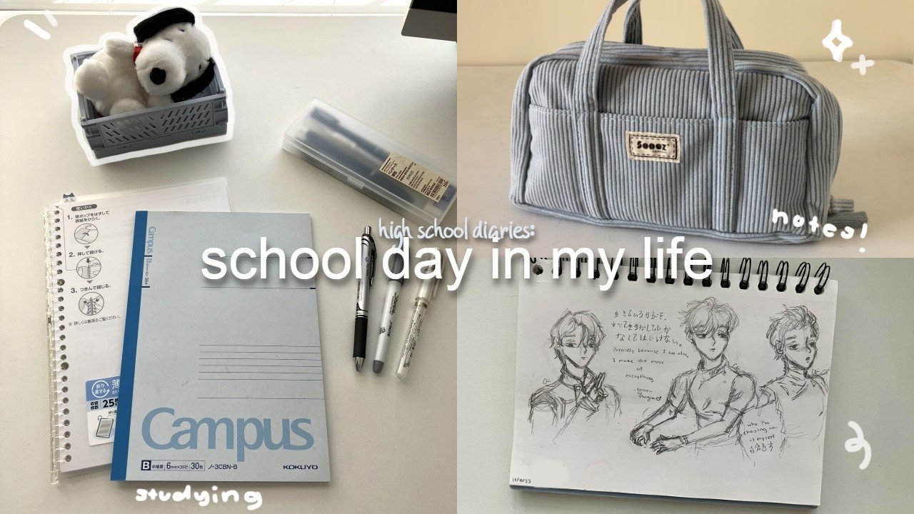 6am realistic school day in my life 🎐💬: productive, taking lots of notes, manga + ice cream