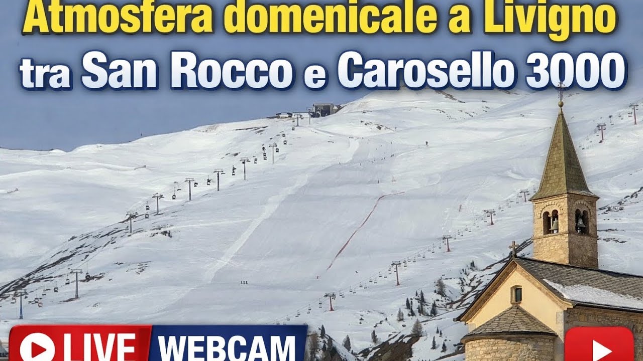 Niedzielna atmosfera w Livigno między San Rocco a Carosello 3000 | Kamera Livigno na żywo