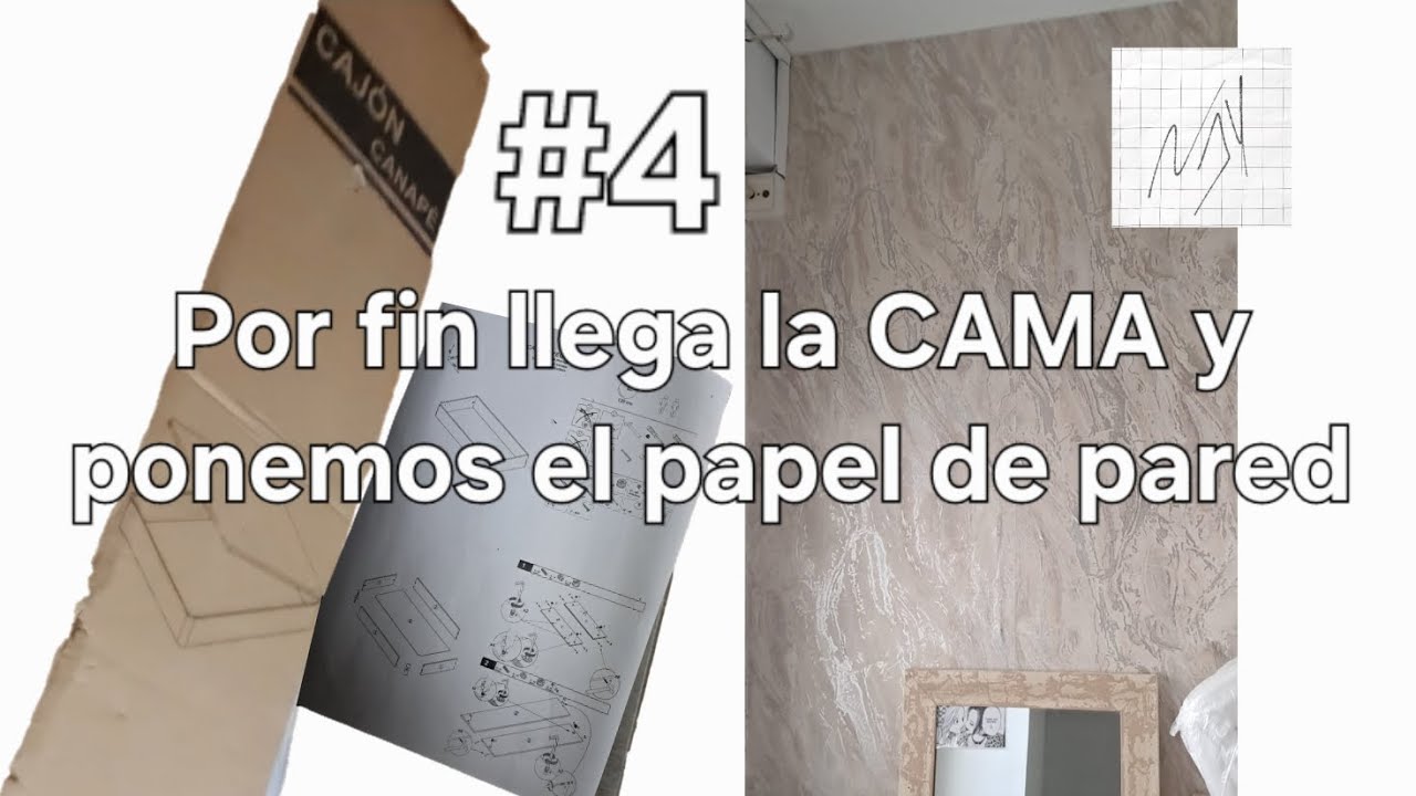 Ponemos el papel de pared e intentamos montar la cama... (sale mal)